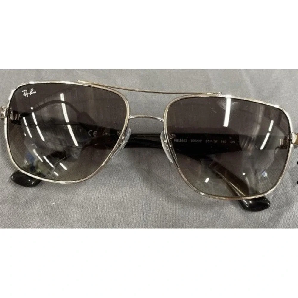 Ray Ban RB3483 003/32 Silver Square Aviator Sunglasses Grey Gradient Lens 60mm